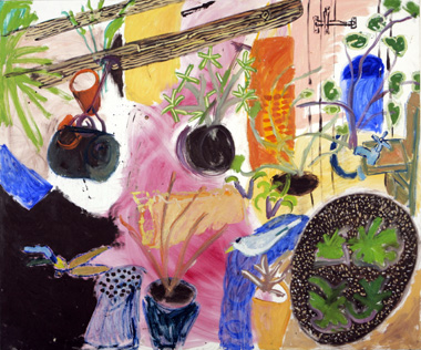 Elizabeth Cope: Still life: potting shed, 2007, oil on canvas, 152.4 x 182.9 cm